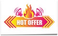 Hot offer button with speaker icon, fire logo design, vector illustration Royalty Free Stock Photo